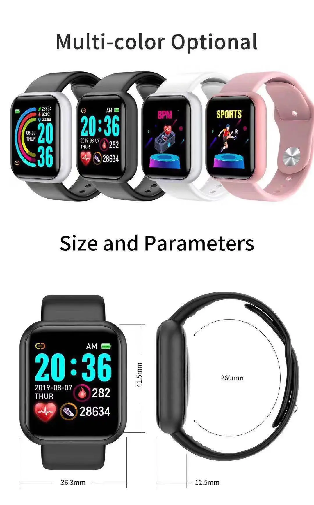 Smartwatch Touch - ساعة ذكية D20 Pro للرجال Y68،