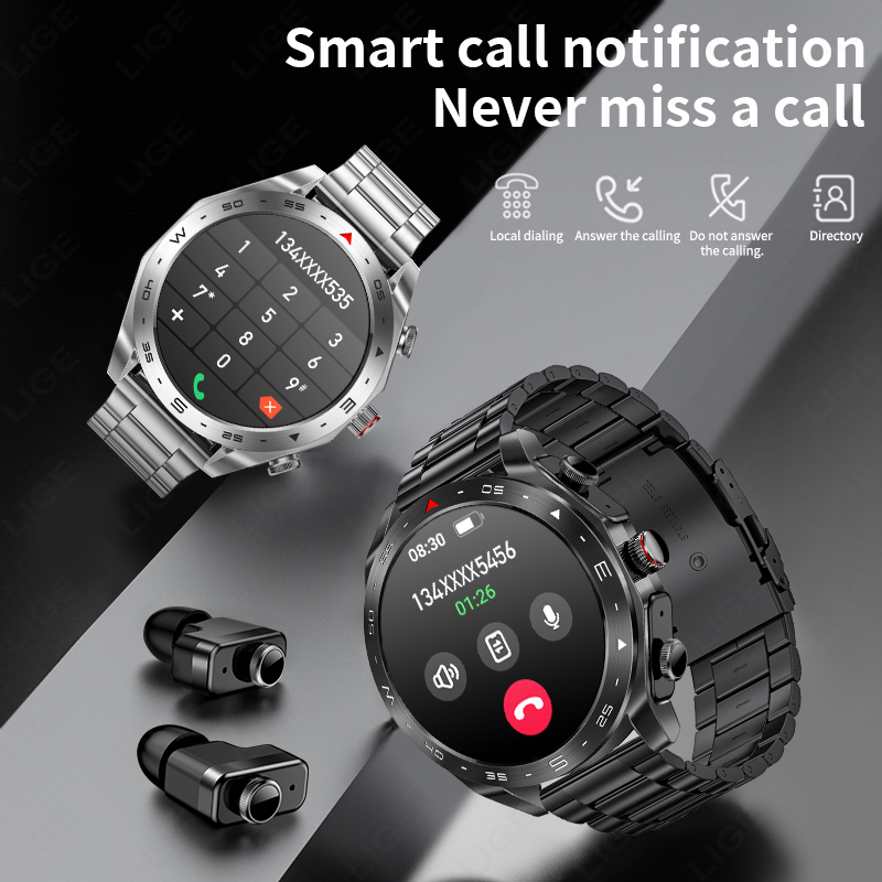ساعة ذكية LIGE مع سماعات أذن ب - مراجعة Smartwatch Headset وسعره
