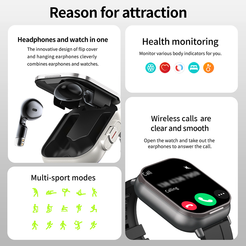 ساعة ذكية جديدة 2 في 1 مع سماع - مراجعة Smartwatch Headset وسعره
